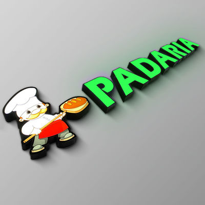 IP65はアクリルの店先の印によって照らされた金属の手紙のロゴを浮彫りにした