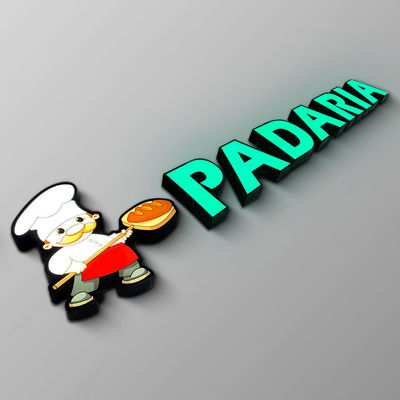 IP65はアクリルの店先の印によって照らされた金属の手紙のロゴを浮彫りにした